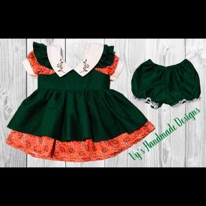 Baby and kid matching dress, pinafore and bloomers